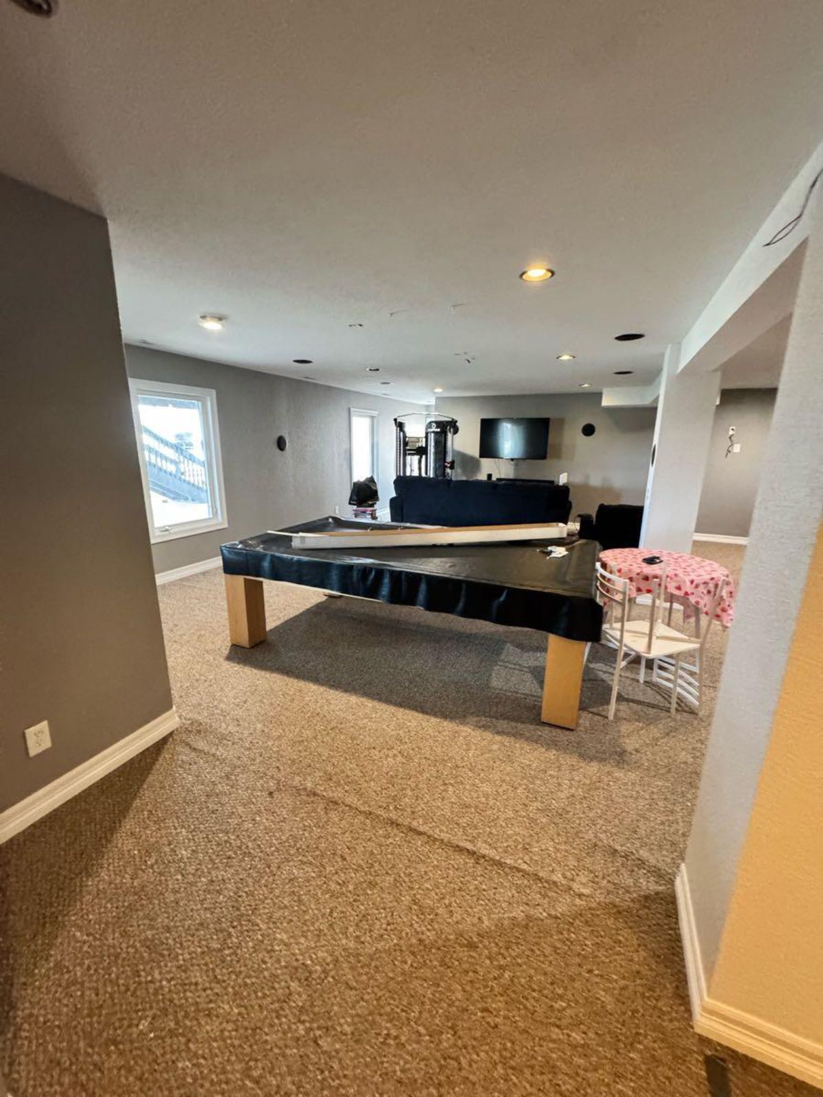 Finished basement game room