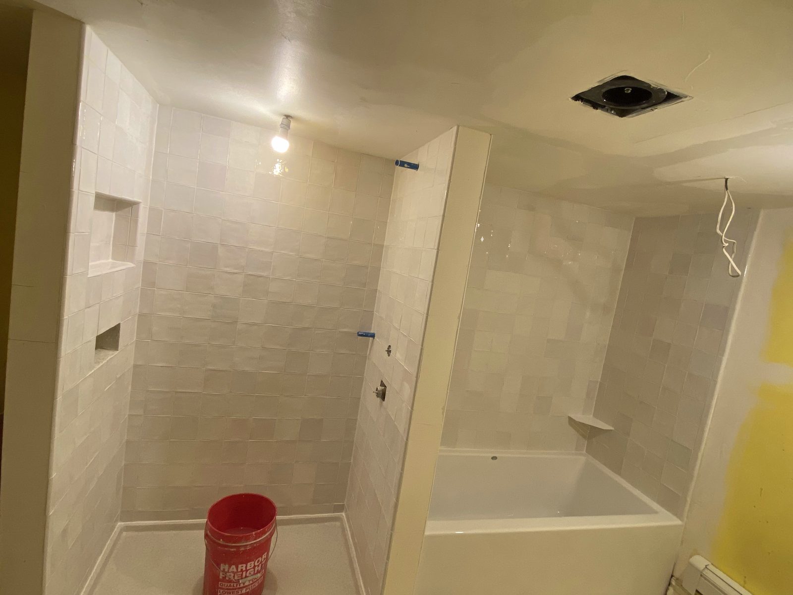 Bright bathroom remodel with walk-in shower
